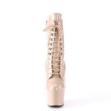 Beige Leatherette 18 cm ADORE-1020 lace up ankle boots