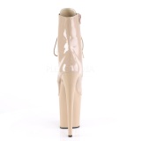 Beige Patent 20 cm FLAMINGO-1020 Platform Ankle Calf Boots