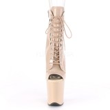 Beige Patent 20 cm FLAMINGO-1021 womens platform soled ankle boots