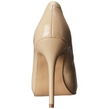 Beige Varnished 13 cm AMUSE-20 pointed toe stiletto pumps