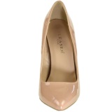 Beige Varnished 13 cm SEXY-20 pointed toe stiletto pumps