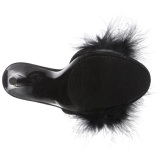 Black 13 cm POISE-501F Marabou Feathers Mules Shoes