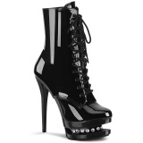 Black 15,5 cm BLONDIE-R-1020 lace up platform ankle boots in patent