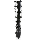 Black 15 cm DELIGHT-698 knee high womens gladiator sandals