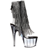 Black 18 cm ADORE-1017RSFT womens fringe ankle boots high heels