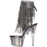 Black 18 cm ADORE-1017SRS womens fringe ankle boots high heels