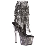 Black 18 cm ADORE-1017SRS womens fringe ankle boots high heels