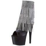 Black 18 cm ADORE-1024RSF womens fringe ankle boots high heels