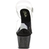 Black 18 cm ADORE-708SRS High Heeled Sandal Rhinestone Platform