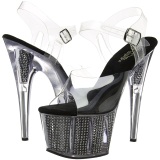 Black 18 cm ADORE-708SRS High Heeled Sandal Rhinestone Platform