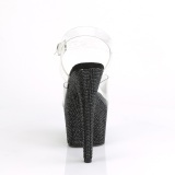 Black 18 cm BEJEWELED-708DM rhinestone platform high heels