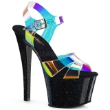 Black 18 cm SKY-320MMR glitter platform high heels shoes