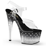 Black 18 cm STARDUST-708T Acrylic Platform High Heeled Sandal