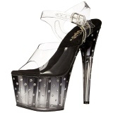 Black 18 cm STARDUST-708T Acrylic Platform High Heeled Sandal