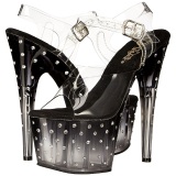 Black 18 cm STARDUST-708T Acrylic Platform High Heeled Sandal