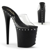 Black 20 cm FLAMINGO-801ABLS Rhinestones platform mules womens