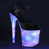 Black 20 cm FLAMINGO-809REFL Platform High Heels Shoes