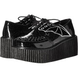 Black 7,5 cm CREEPER-205 platform creepers women - rockabilly shoes with bat wings