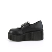 Black 7,5 cm CREEPER-230 maryjane creepers women - rockabilly shoes with buckle