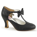 Black 7,5 cm retro vintage FLAPPER-11 Pinup Pumps Shoes with Low Heels