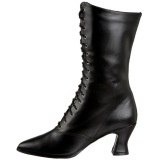 Black 7 cm VICTORIAN-120 Lace Up Ankle Calf Women Boots