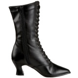 Black 7 cm VICTORIAN-120 Lace Up Ankle Calf Women Boots