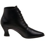 Black 7 cm VICTORIAN-35 Lace Up Ankle Calf Women Boots