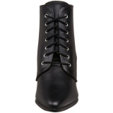 Black 7 cm VICTORIAN-35 Lace Up Ankle Calf Women Boots