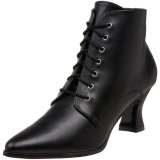 Black 7 cm VICTORIAN-35 Lace Up Ankle Calf Women Boots