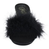 Black 8 cm AMOUR-03 Marabou Feathers Mules Shoes