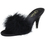 Black 8 cm AMOUR-03 Marabou Feathers Mules Shoes