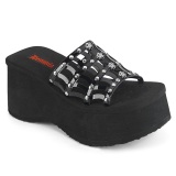 Black 9 cm DemoniaCult FUNN-13-2 emo gothic platform mules