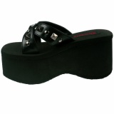 Black 9 cm FUNN-29 Goth Platform Sandals Womens