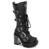 Black 9 cm SINISTER-203 womens buckle boots with platform