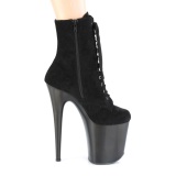 Black Faux Suede 20 cm FLAMINGO-1020FST Exotic pole dance ankle boots