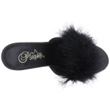 Black Feathers 8 cm AMOUR-03 High Women Mules Shoes for Men