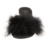 Black Feathers 8 cm BELLE-301F High Women Mules Shoes for Men