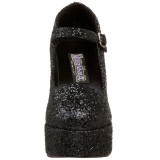 Black Glitter 11 cm MARYJANE-50G Platform Pumps Mary Jane