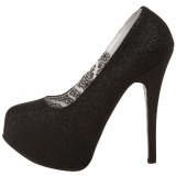 Black Glitter 14,5 cm Burlesque TEEZE-31G Platform Pumps Shoes