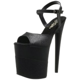 Black Glitter 20 cm Pleaser FLAMINGO-809-2G High Heels Platform