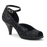 Black Glitter 7,5 cm BELLE-381G womens peep toe pumps shoes
