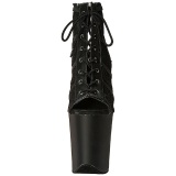 Black Lace Fabric 20 cm FLAMINGO-896LC Lace Up Ankle Calf Women Boots