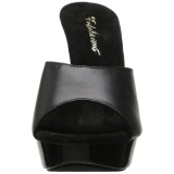 Black Leather 14 cm COCKTAIL-501L Platform High Heel Mules