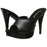 Black Leather 14 cm COCKTAIL-501L Platform High Heel Mules