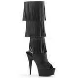 Black Leatherette 15 cm DELIGHT-2019-3 womens fringe boots high heels