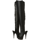 Black Leatherette 15 cm DELIGHT-3019 Platform Thigh High Boots