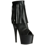 Black Leatherette 18 cm ADORE-1019 womens fringe ankle boots high heels