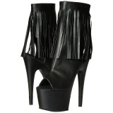 Black Leatherette 18 cm ADORE-1019 womens fringe ankle boots high heels