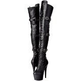 Black Leatherette 18 cm ADORE-3028 Platform Thigh High Boots