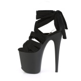 Black Leatherette 20 cm FLAMINGO-876 high heels with ankle laces